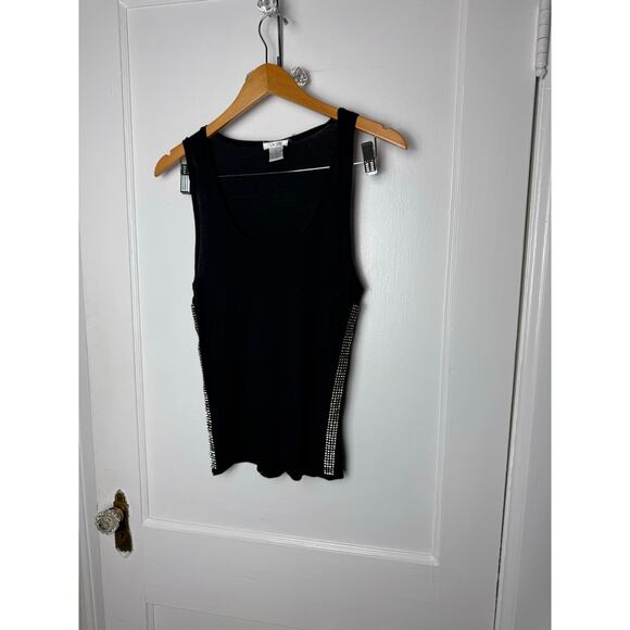 Y2K Vintage Cache Black Rhinestone Tank Top Women's Medium Whimsygoth Bling - Picture 1 of 6